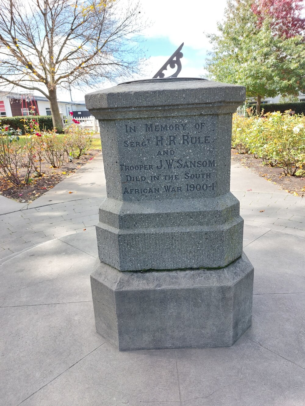 South African War memorial Victoria Park - Rangiora