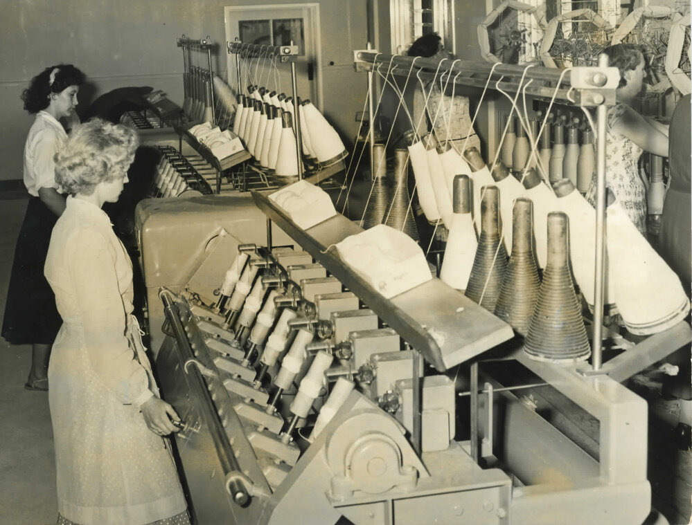 Balling of wool ready for packing at the Kaiapoi Woollen Mills