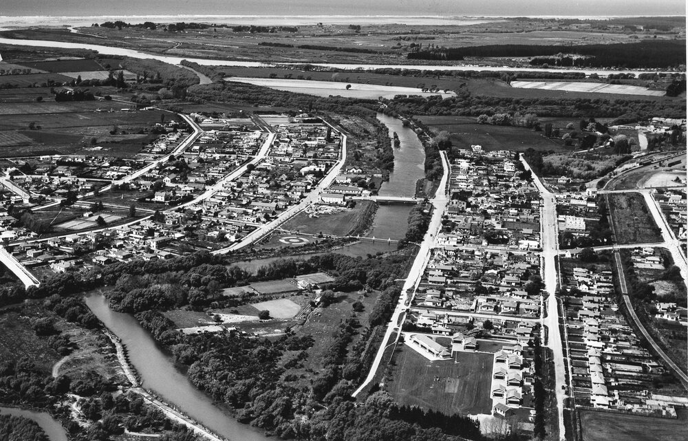 Kaiapoi from the air, 1953