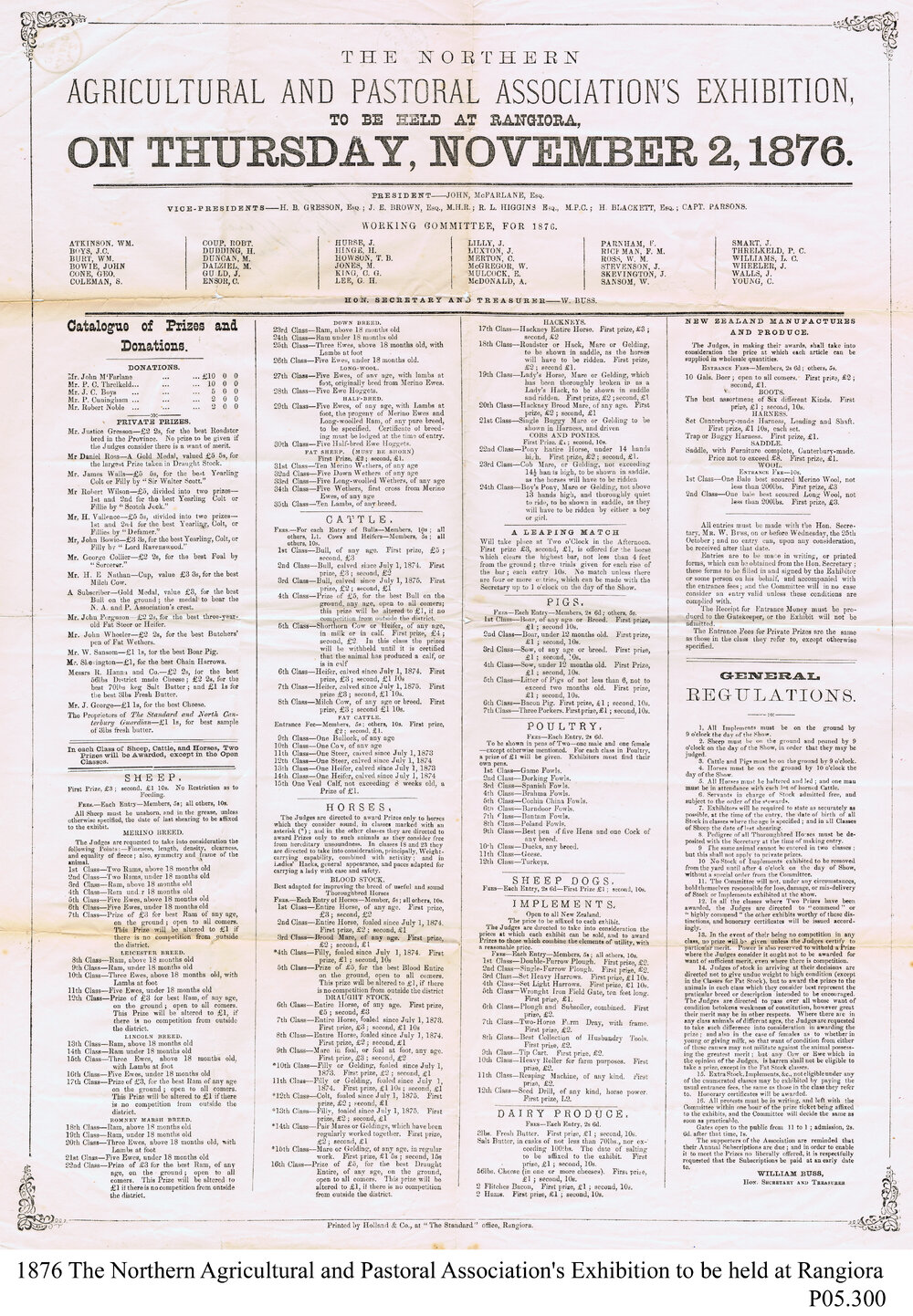 Northern Agricultural &amp; Pastoral Association's 1876 Exhibition poster