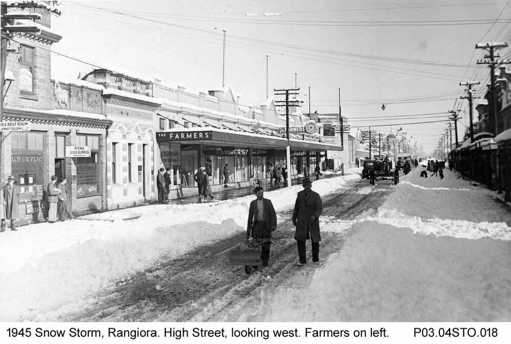 Snow storm, Rangiora, 1945
