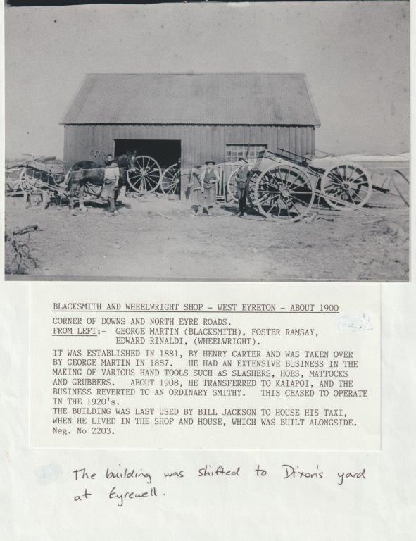 Blacksmith and Wheelright shop, West Eyreton c. 1900