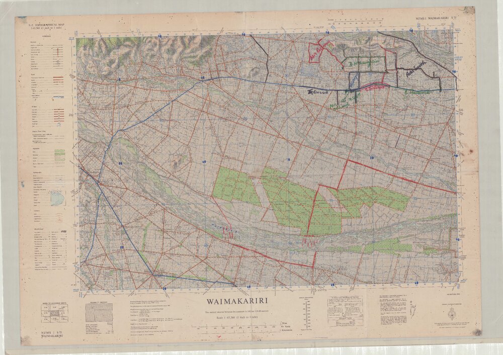 NZMS 1 S75 Waimakariri Map, 4th edition, 1974