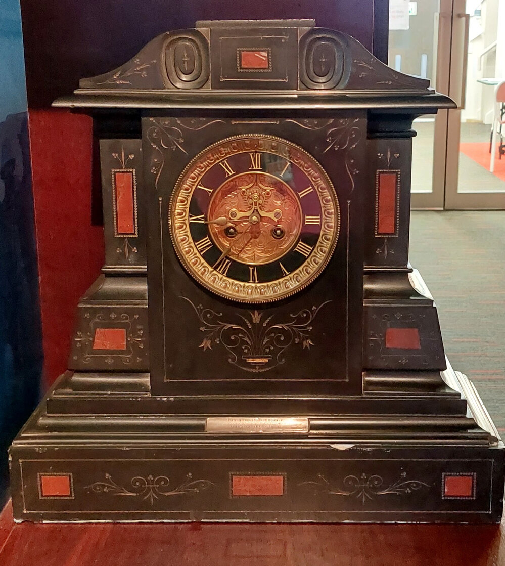 A mantle clock exhibit, Kaiapoi Museum