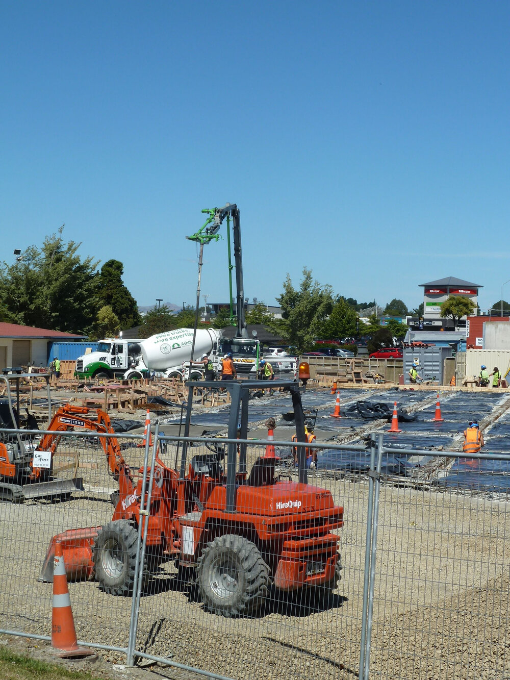 Pouring concrete foundations, Kaiapoi Library