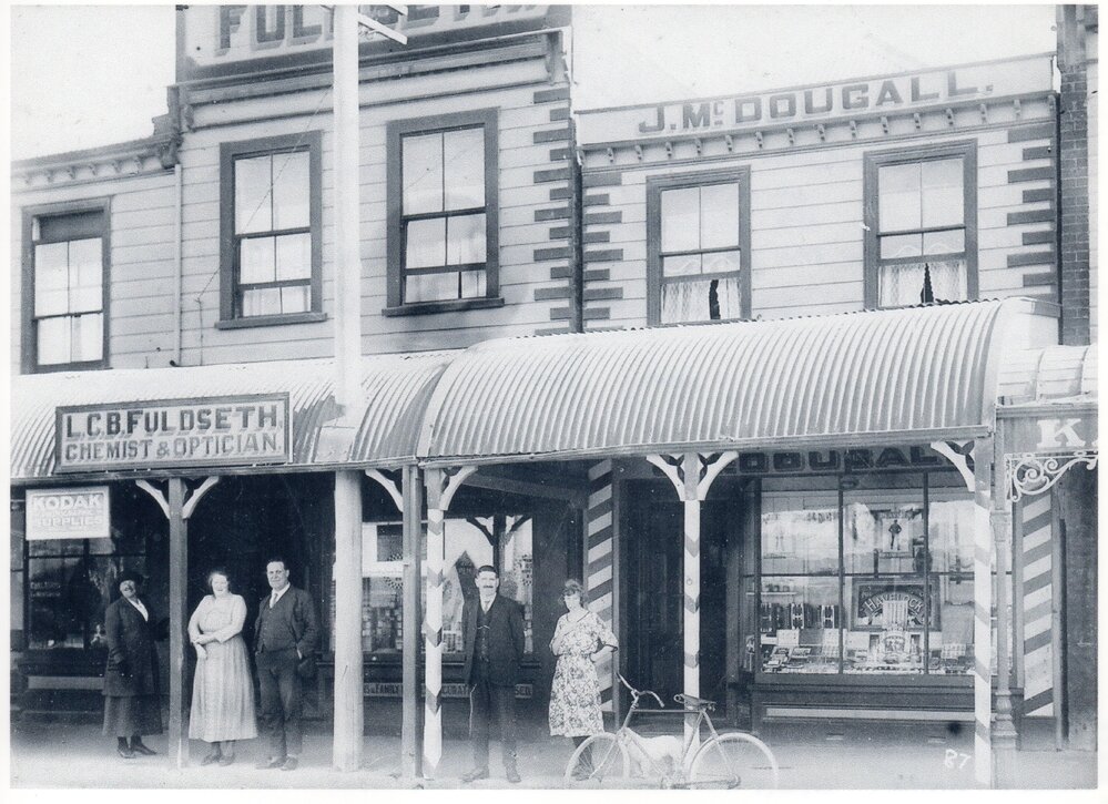 L. C. B. Fuldseth, Chemist &amp; Optician and J. McDougall, Tobacconist &amp; Barber, High Street Kaiapoi