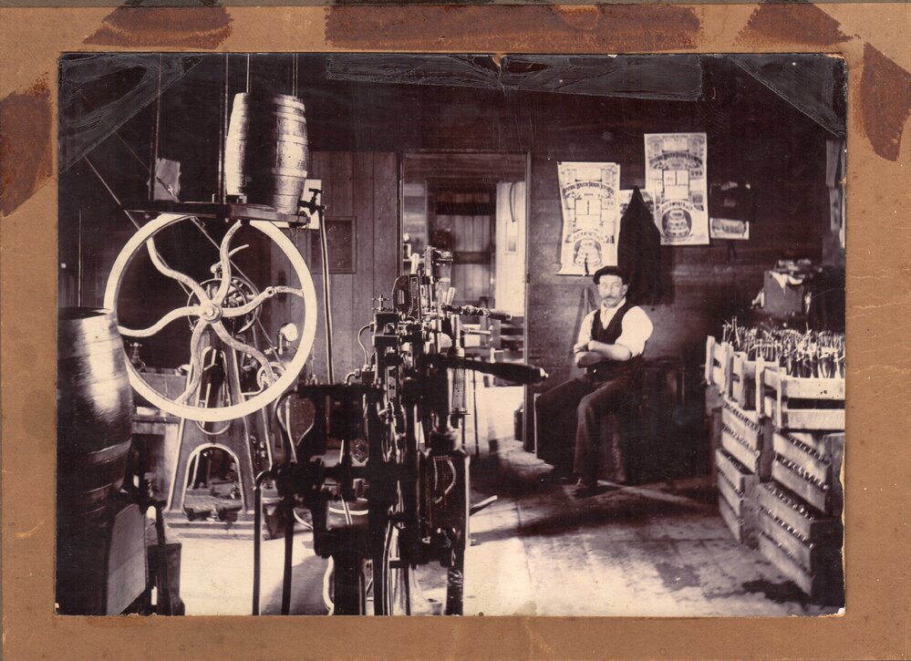 Alexander's bottling plant on the corner of Hilton and Williams Streets, Kaiapoi and Charles Edward Alexander