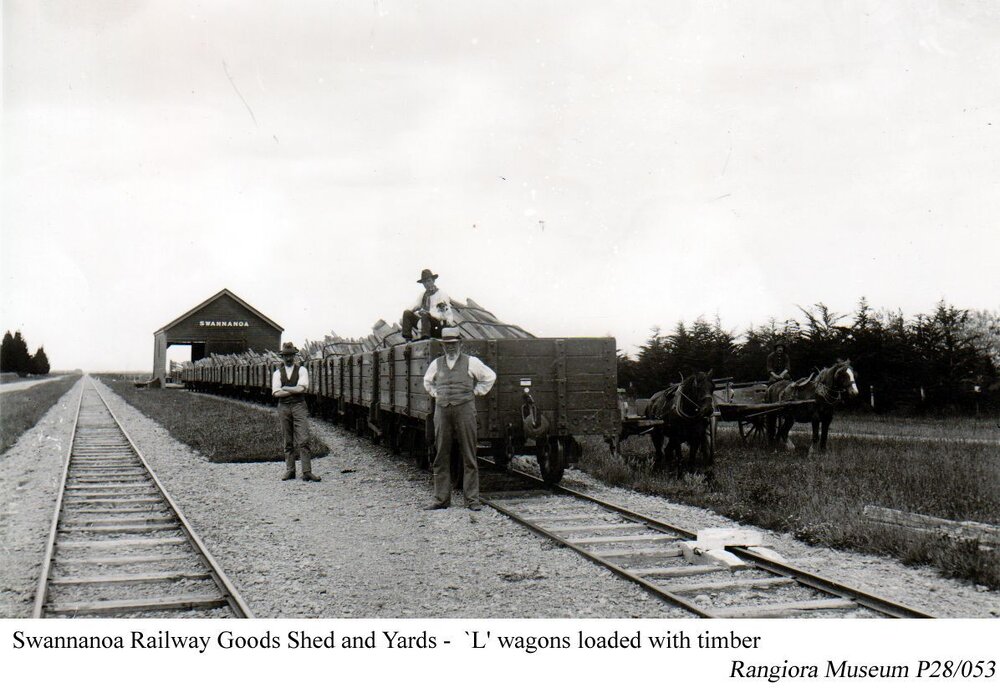 Swannanoa Railway Goods Shed and Yards - 'L' wagons loaded with timber