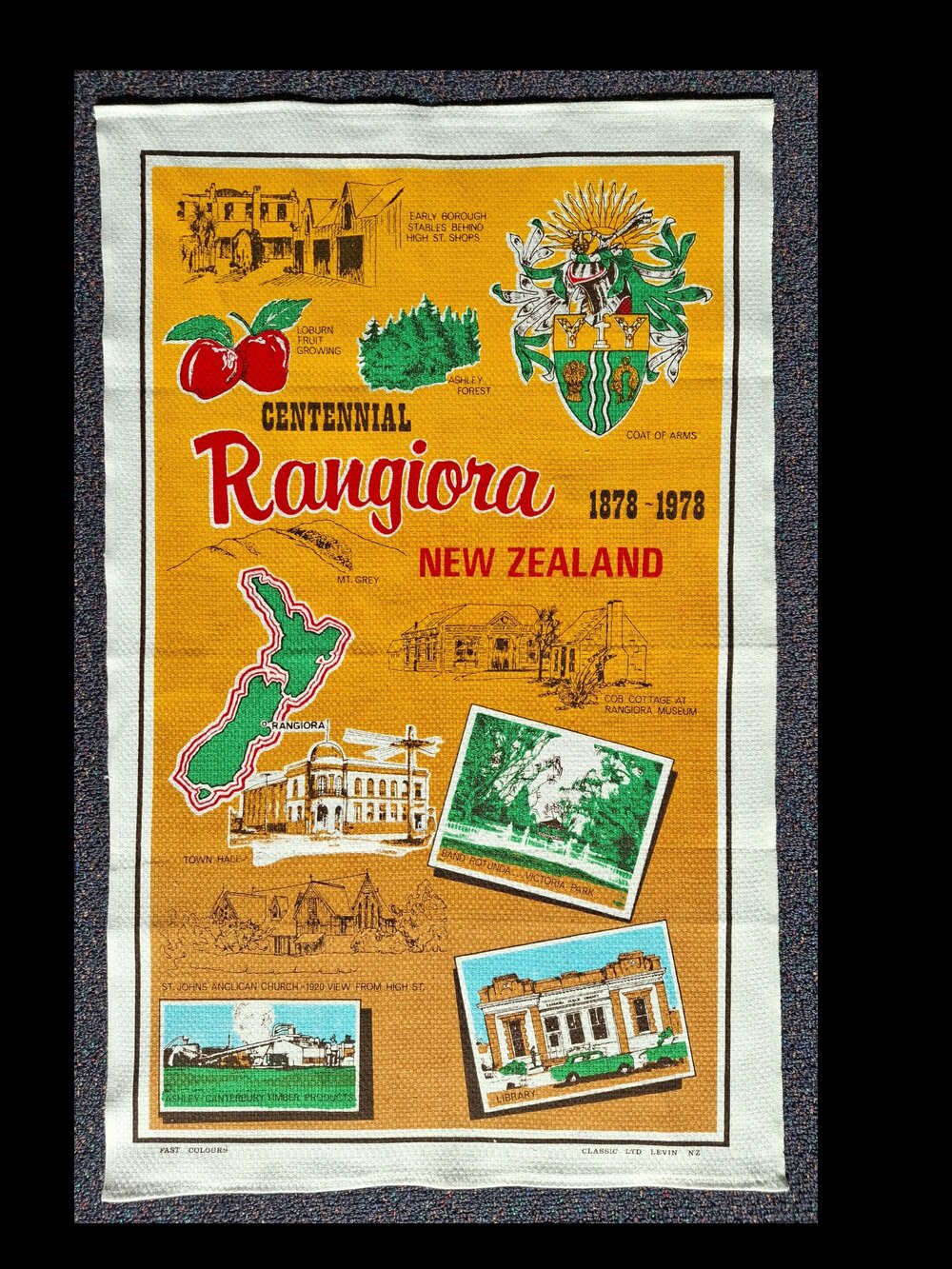 Rangiora Centennial 1878-1978 tea towel