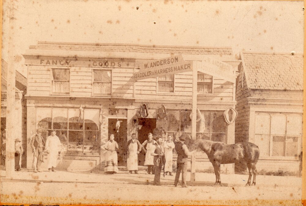 Fancy Goods; W. Anderson Saddler &amp; Haness Maker; John Sim's office Cookson Street, Kaiapoi