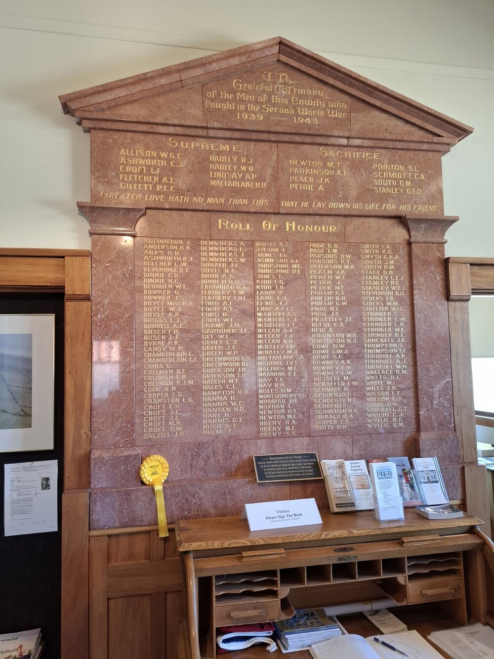 World War II honours board, Kowai Archives, Balcairn