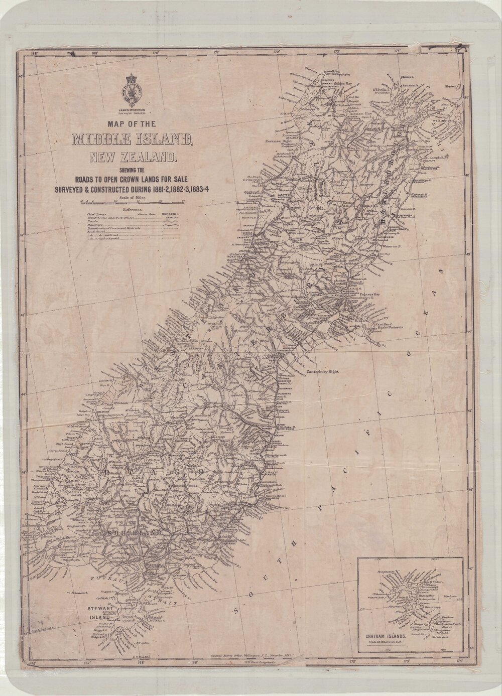 Map of the Middle Island, New Zealand