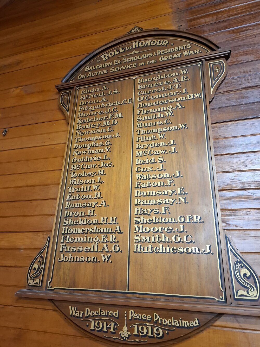 World War I Roll of Honour, Balcairn Hall