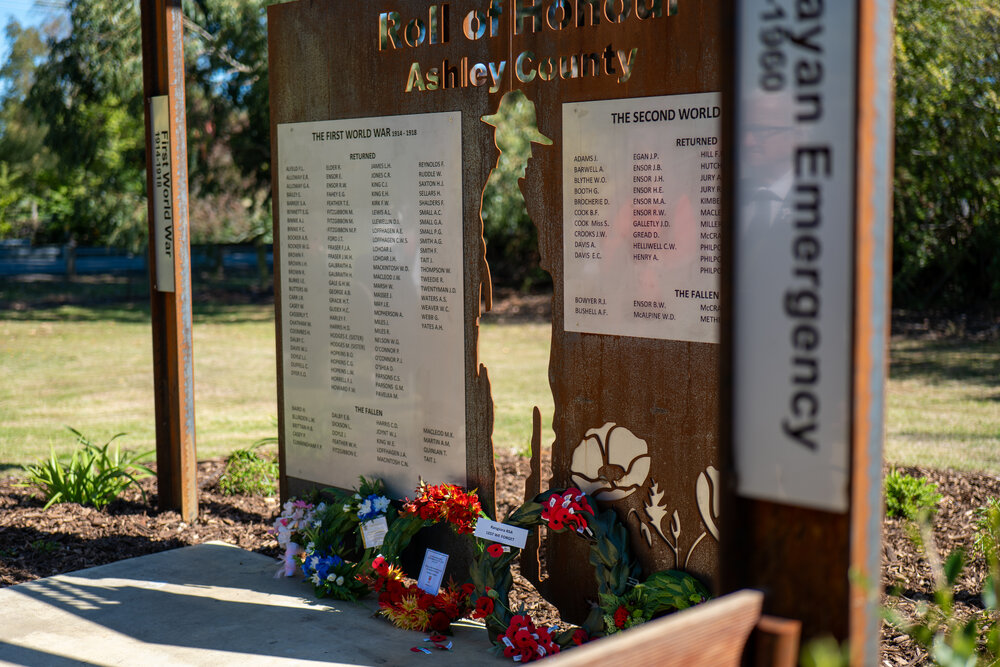 Wreaths laid at the Loburn War Memorial opening, 2025
