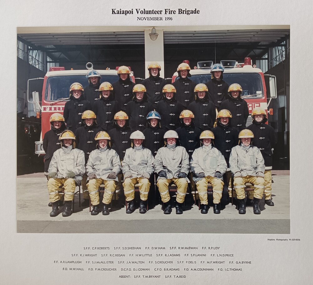 Kaiapoi Volunteer Fire Brigade, 1996 in Structural gear