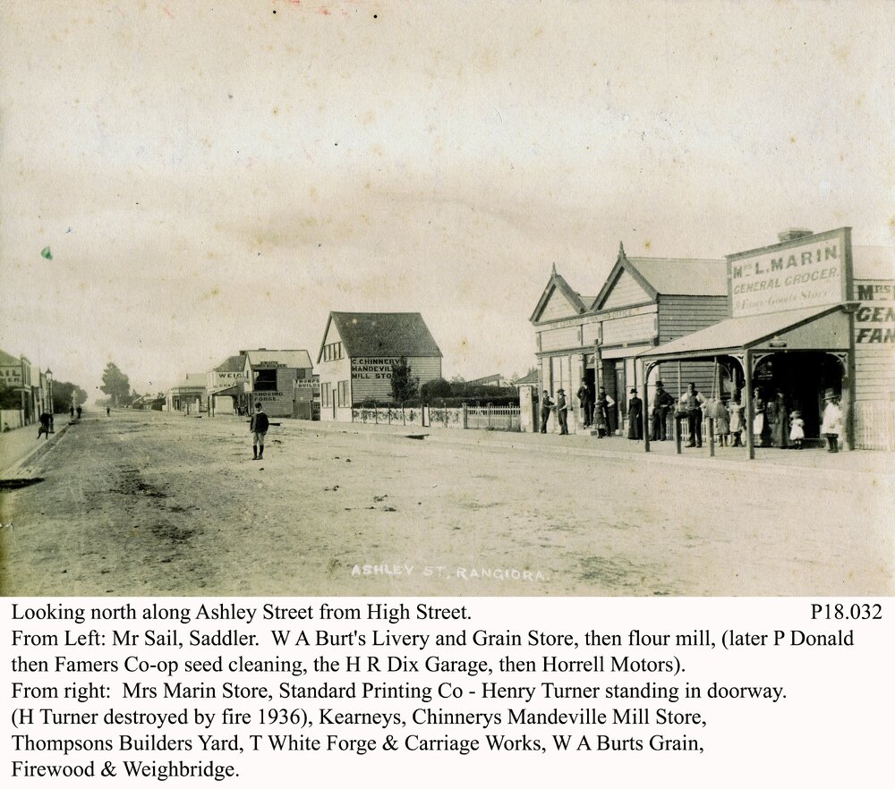 View north along Ashley Street from High Street, Rangiora
