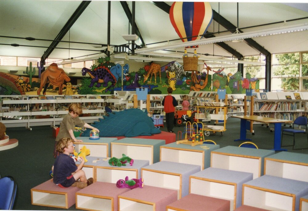 The children's area of the newly-opened Trevor Inch Memorial Library, 3 January 1997
