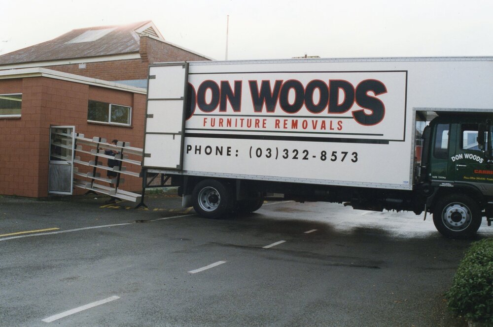 Rangiora Public Library shelving being relocated to the temporary library, 30 May 1996