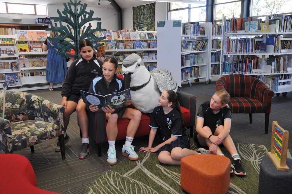 Pegasus Bay School's United Nations Sustainable Development Goals ambassadors with "BDub&rsquo;&rsquo;