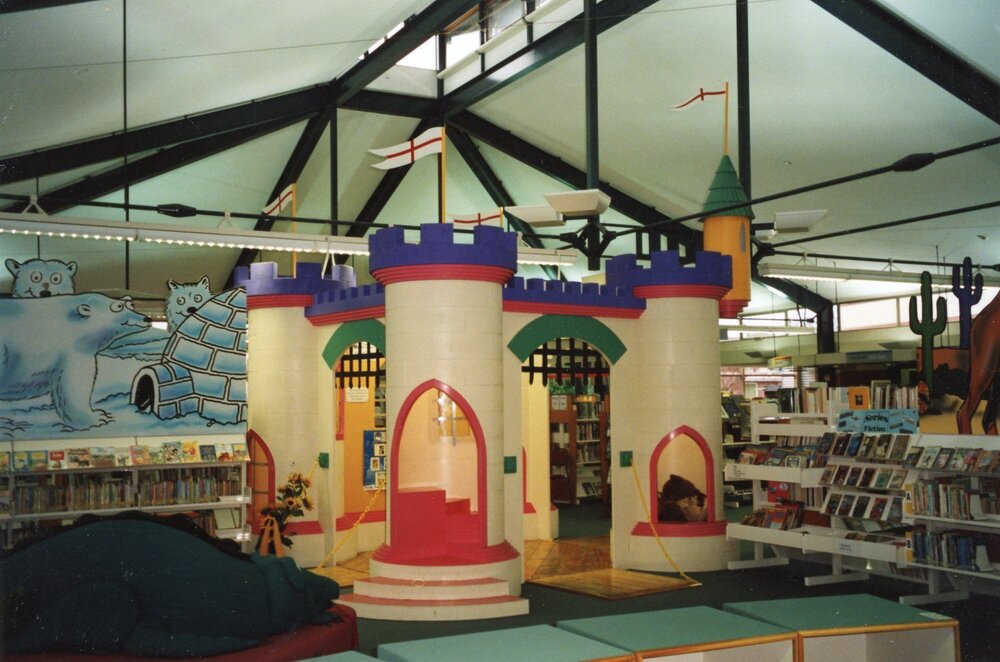 The Trevor Inch Memorial Library children's castle, c. December 1996