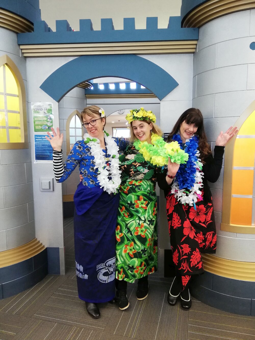 Staff dressed up for Samoan Language Week at the Trevor Inch Memorial Library, c. 2021