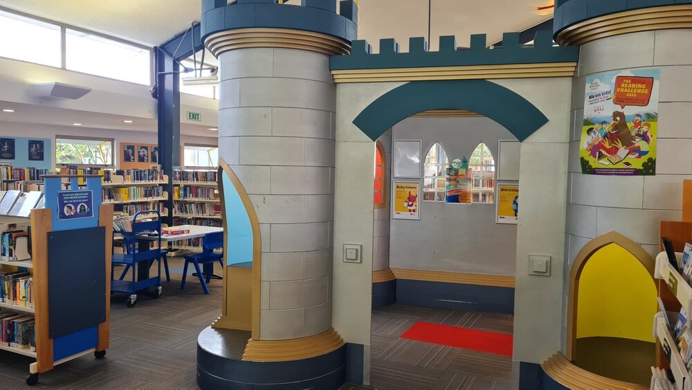 The children's castle in the Trevor Inch Memorial Library, 20 May 2022