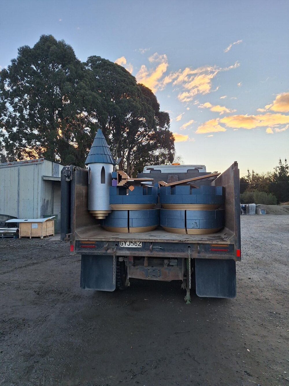 The dismantled children's castle from the Trevor Inch Memorial Library, c. June 2025