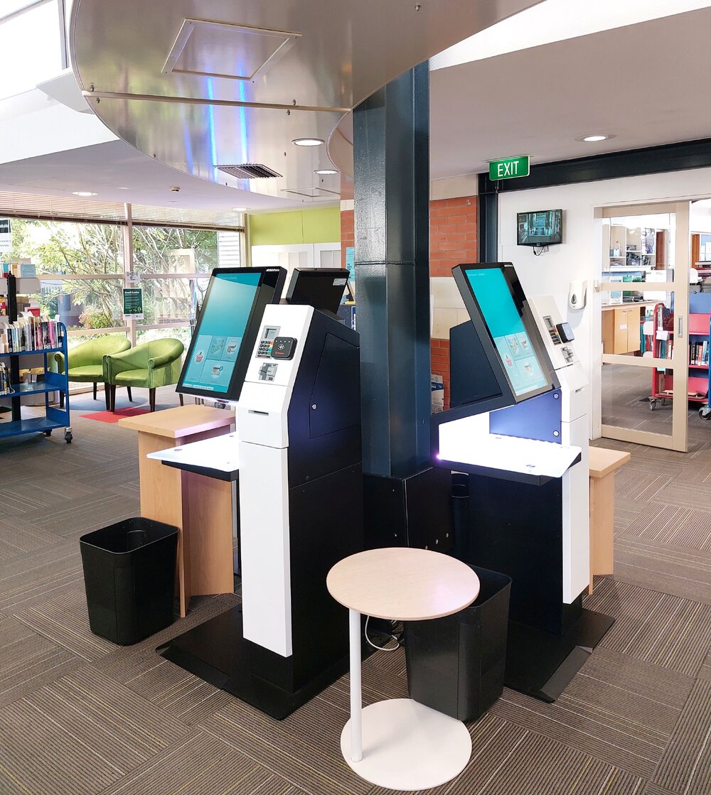 New kiosks installed in the Trevor Inch Memorial Library, 24 January 2023