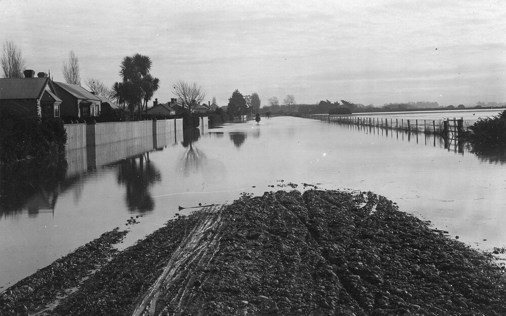 Flooding of Cam Road, Kaiapoi - May 1923