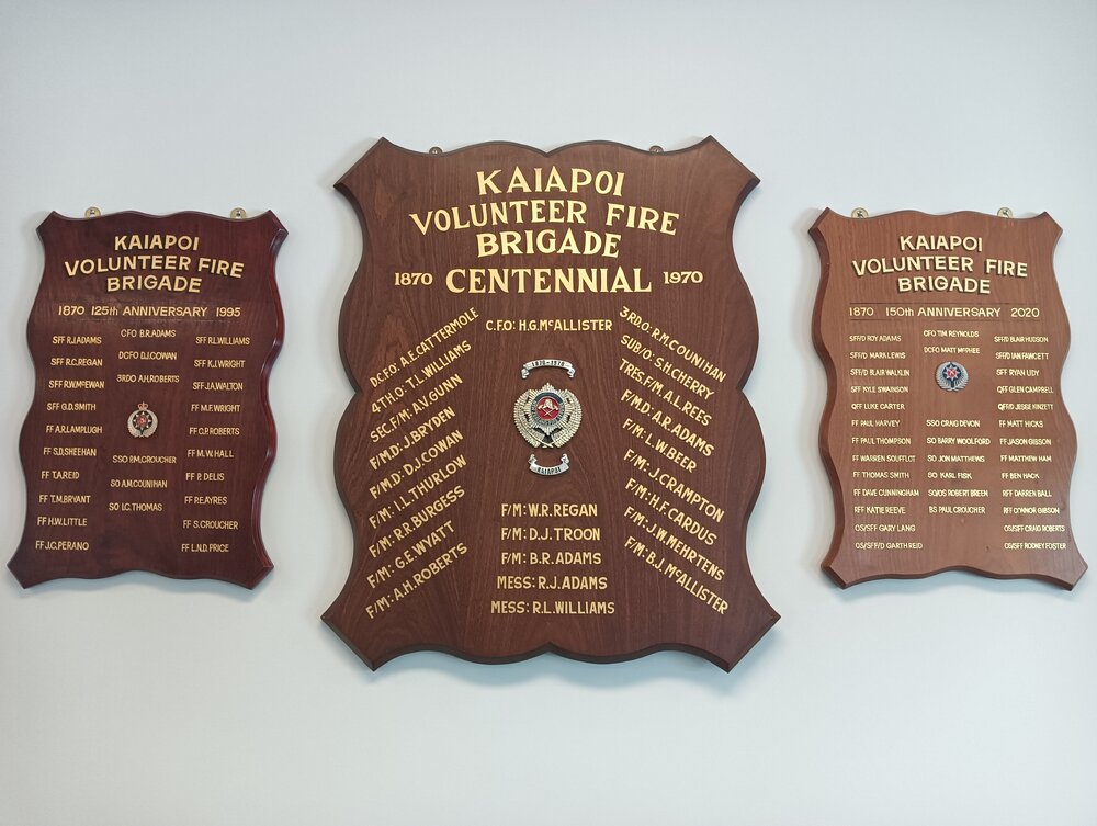 Commemorative boards, Kaiapoi Volunteer Fire Brigade
