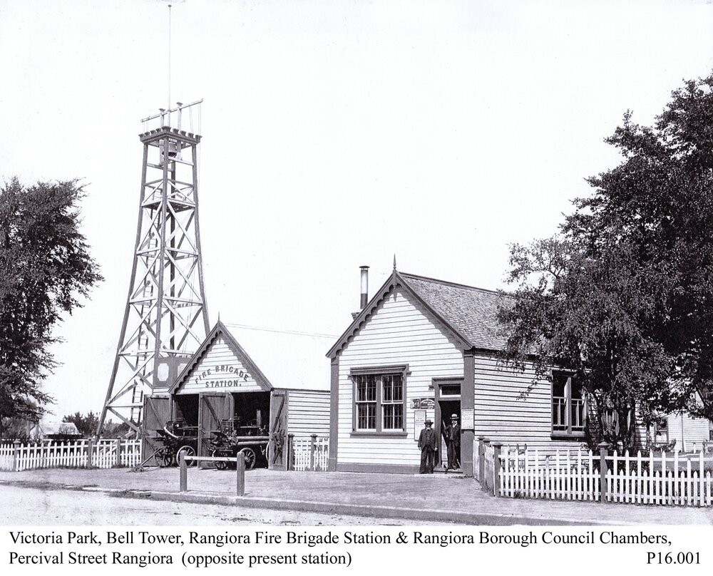 Orignal Rangiora Fire Brigade station and Rangiora Borough council Chambers, (opposite present station), Percival Street Rangiora