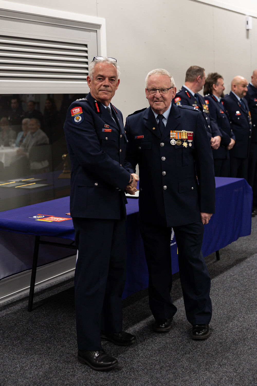 Dave Berry, Fire and Emergency New Zealand&rsquo;s Canterbury area commander with Paul Croucher, c.2023