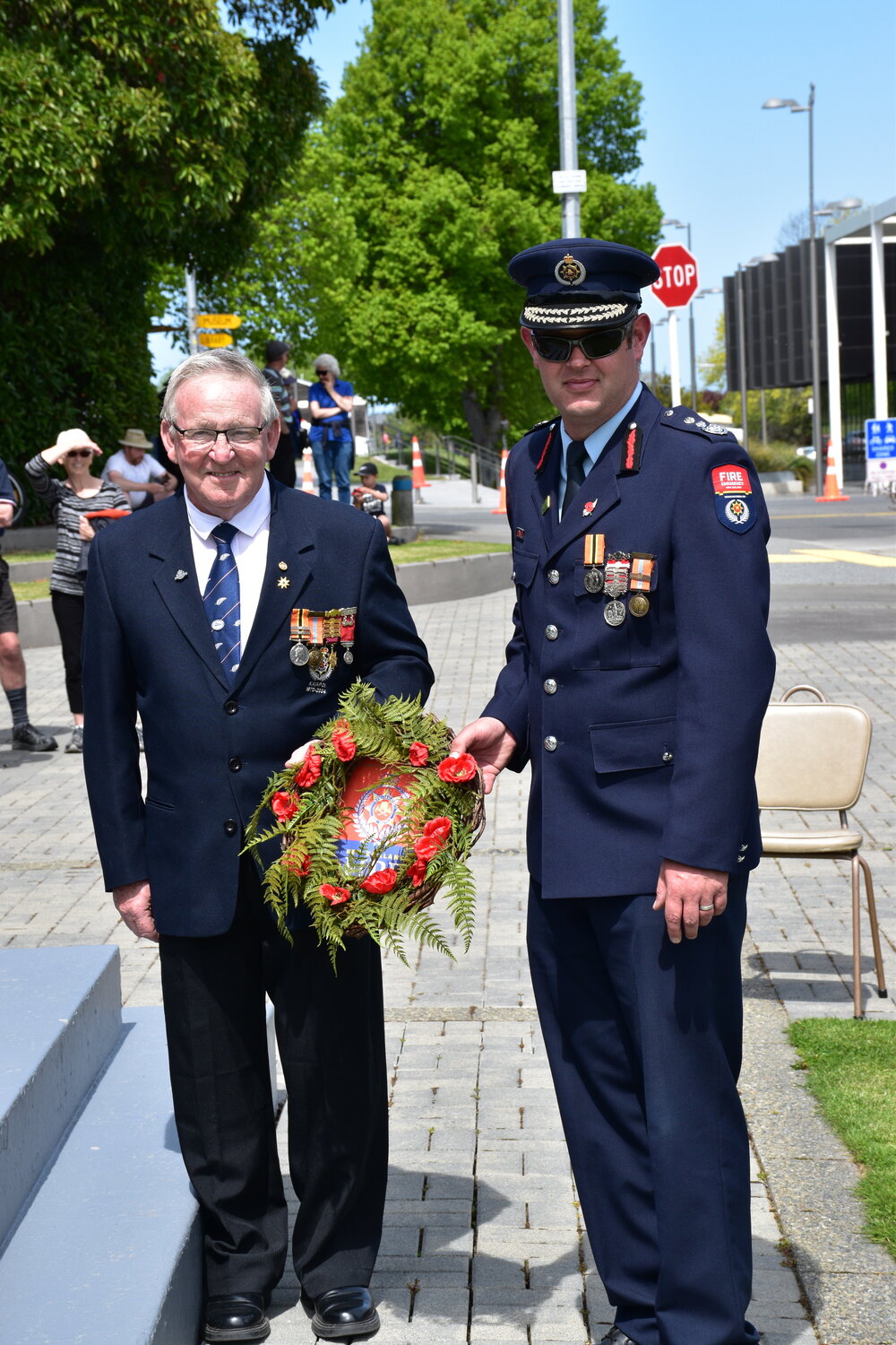Paul Croucher &amp; Tim Reynolds at Anzac Day service, c.2019