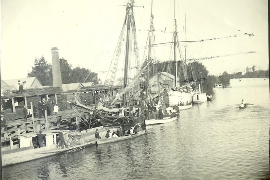 Kaiapoi Wharf, Kaiapoi N.Z., c.1870