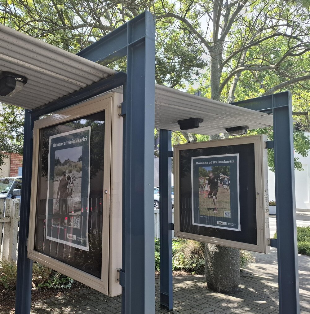 Humans of Waimakariri posters on display, January 2026