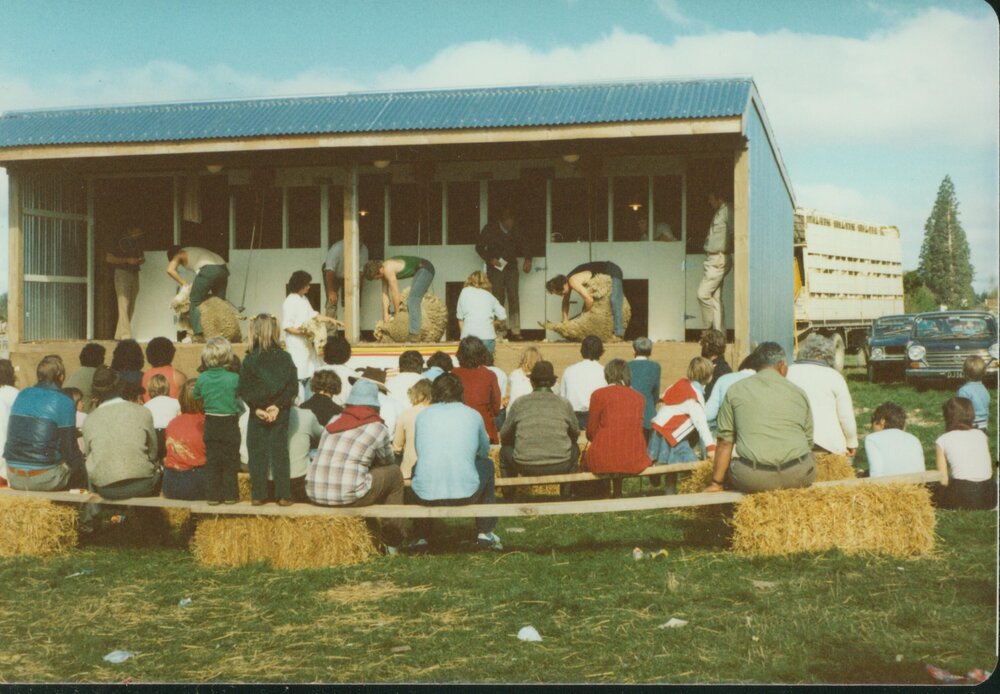 Shearing competition at Oxford Show, date unknown