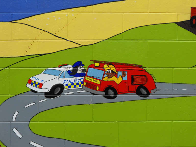 Safe Community mural  Police &amp; fire Service - Kaiapoi Library