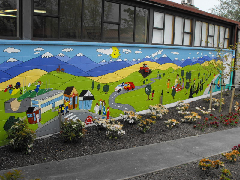 Safe Community mural (wide view) - Kaiapoi Library 