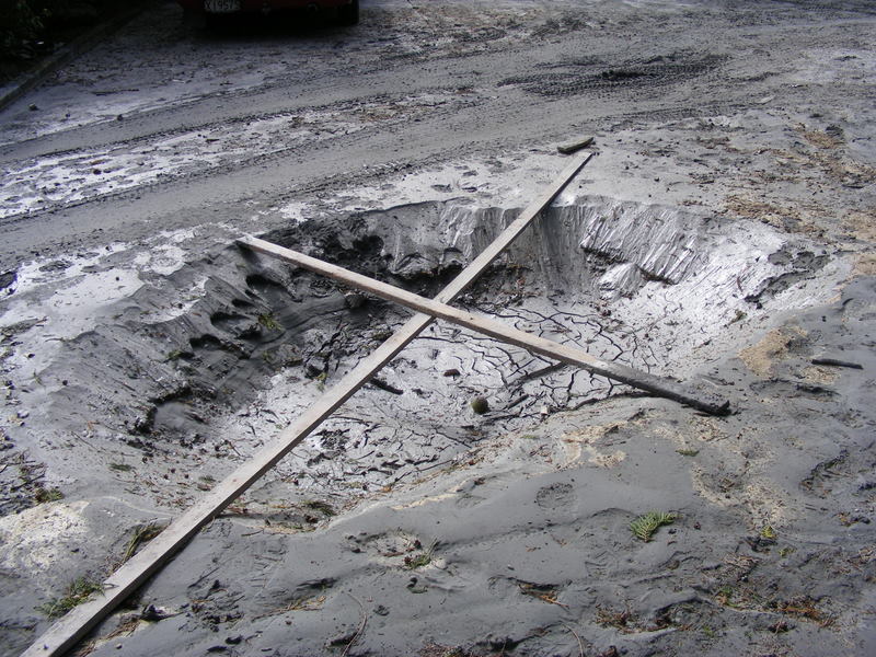 Sinkhole in Sewell Street - Kaiapoi