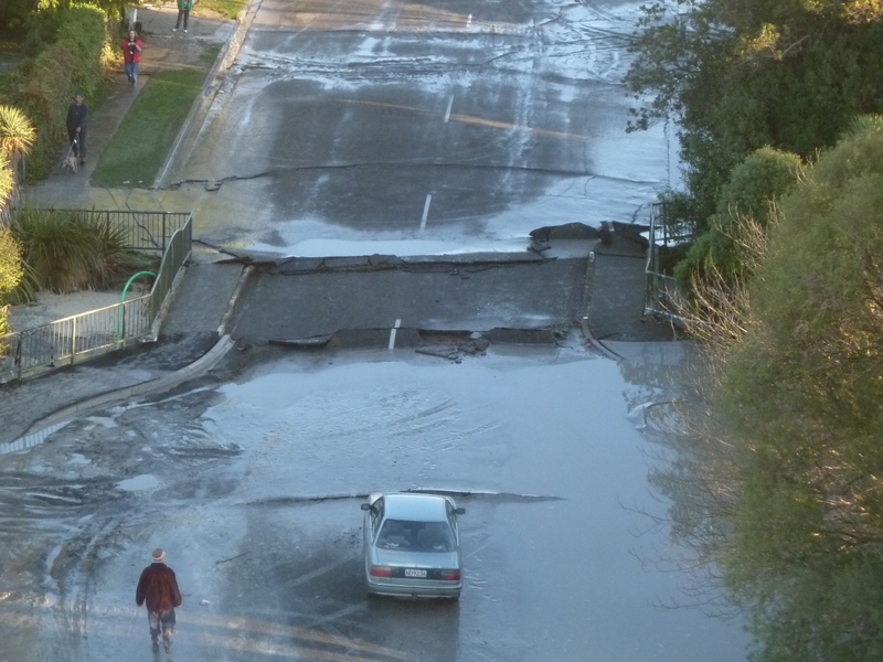 Road damage at Kaiapoi