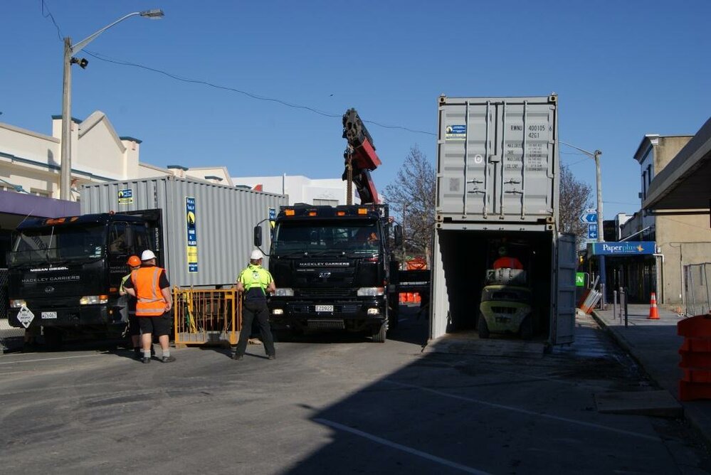 Containers being removed