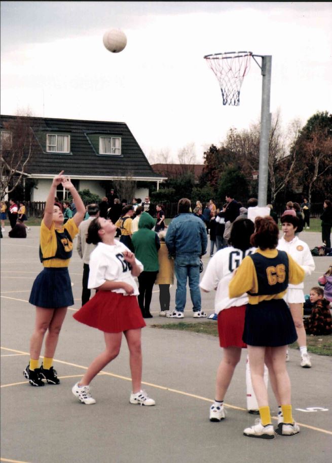 Netball match, Rangiora, May 2000
