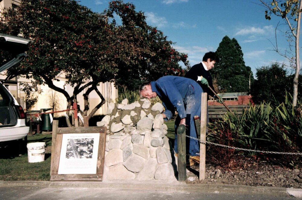 Work on cairn and surrounds in reserve next to Rangiora Town Hall