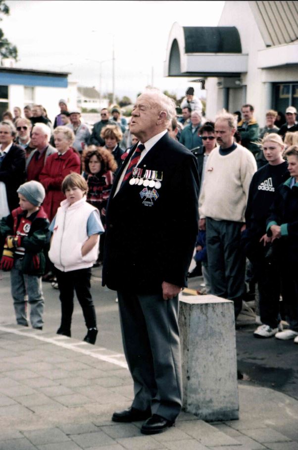 Dennis Sheehan marshalling Anzac Day Parade High Street Rangiora