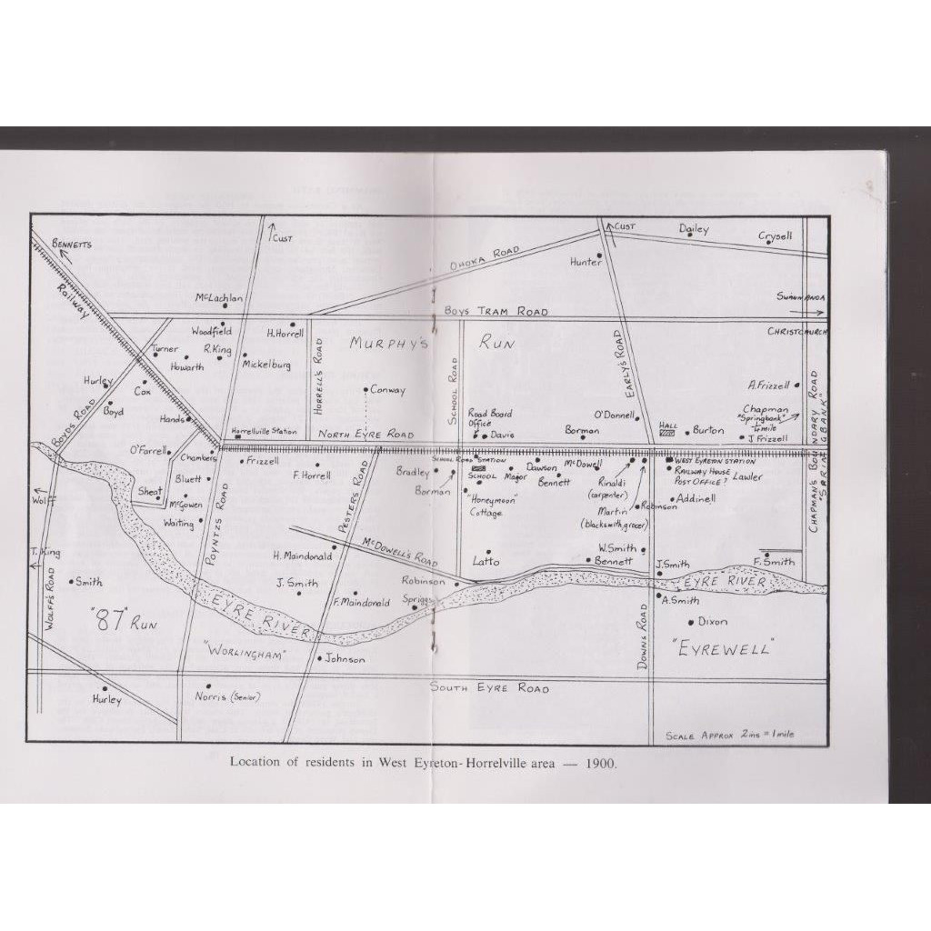 Location of residents in West Eyreton and Horrelville area, c.1900