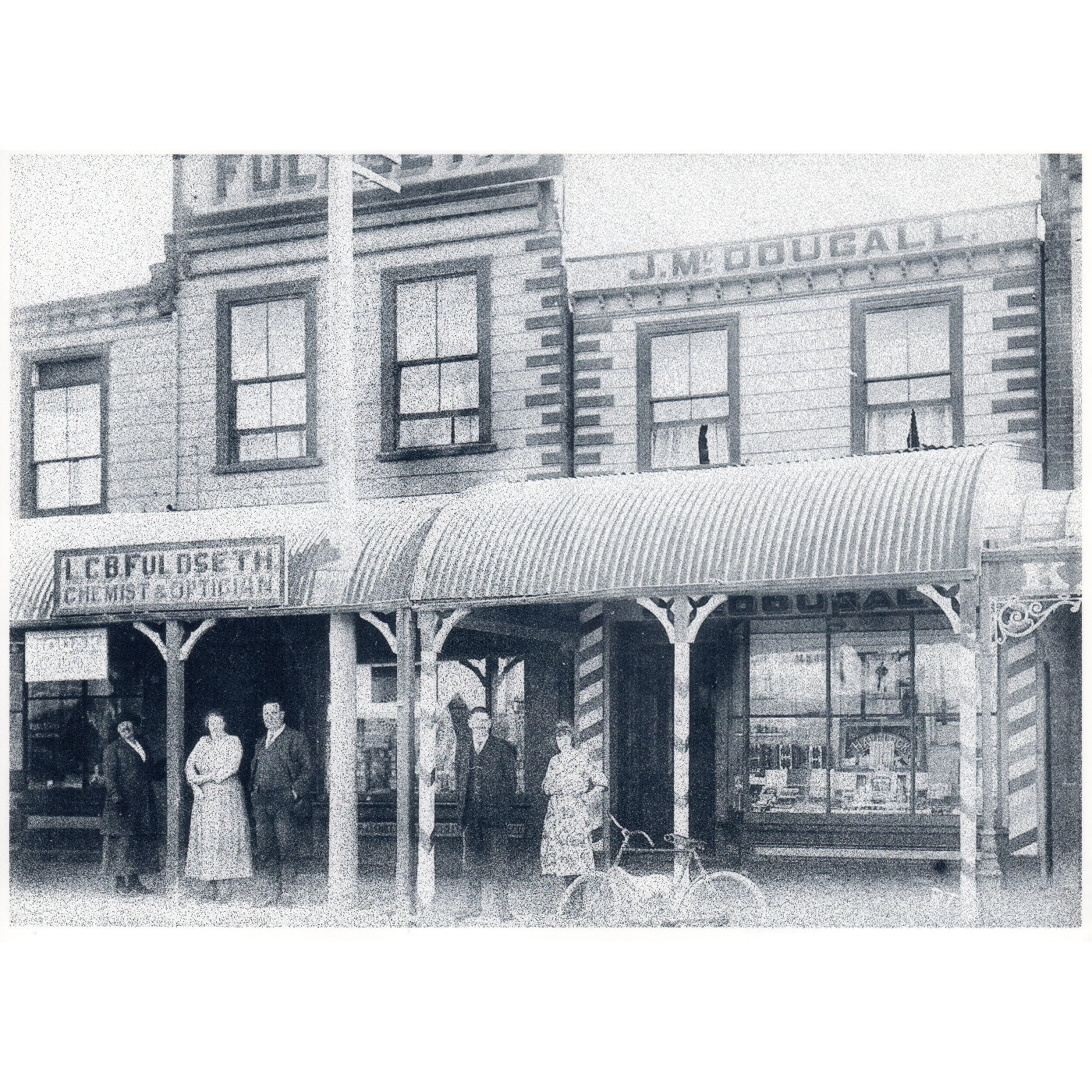 L. C. B. Fuldseth, Chemist & Optician and J. McDougall, Tobacconist & Barber, High Street Kaiapoi