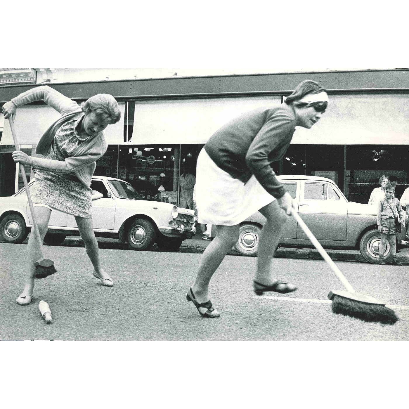 Sweeping High Street, Rangiora, 1967