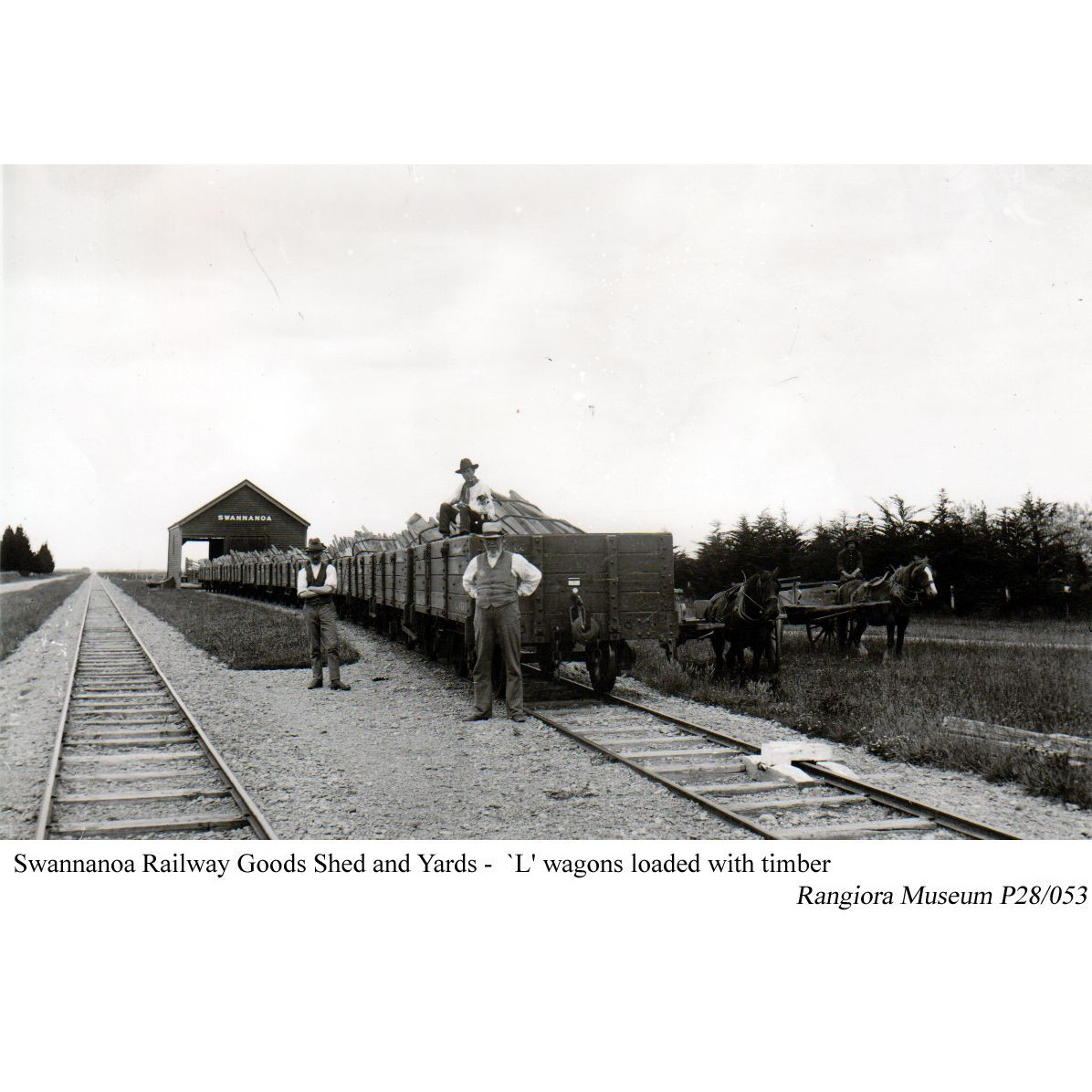 Swannanoa Railway Goods Shed and Yards - 'L' wagons loaded with timber