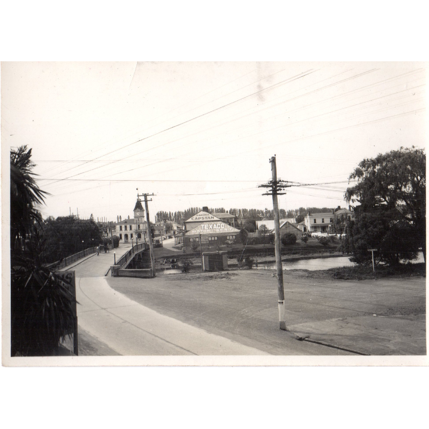 A view of Kaiapoi showing the Post Office and the bridge at the Raven Quay corner