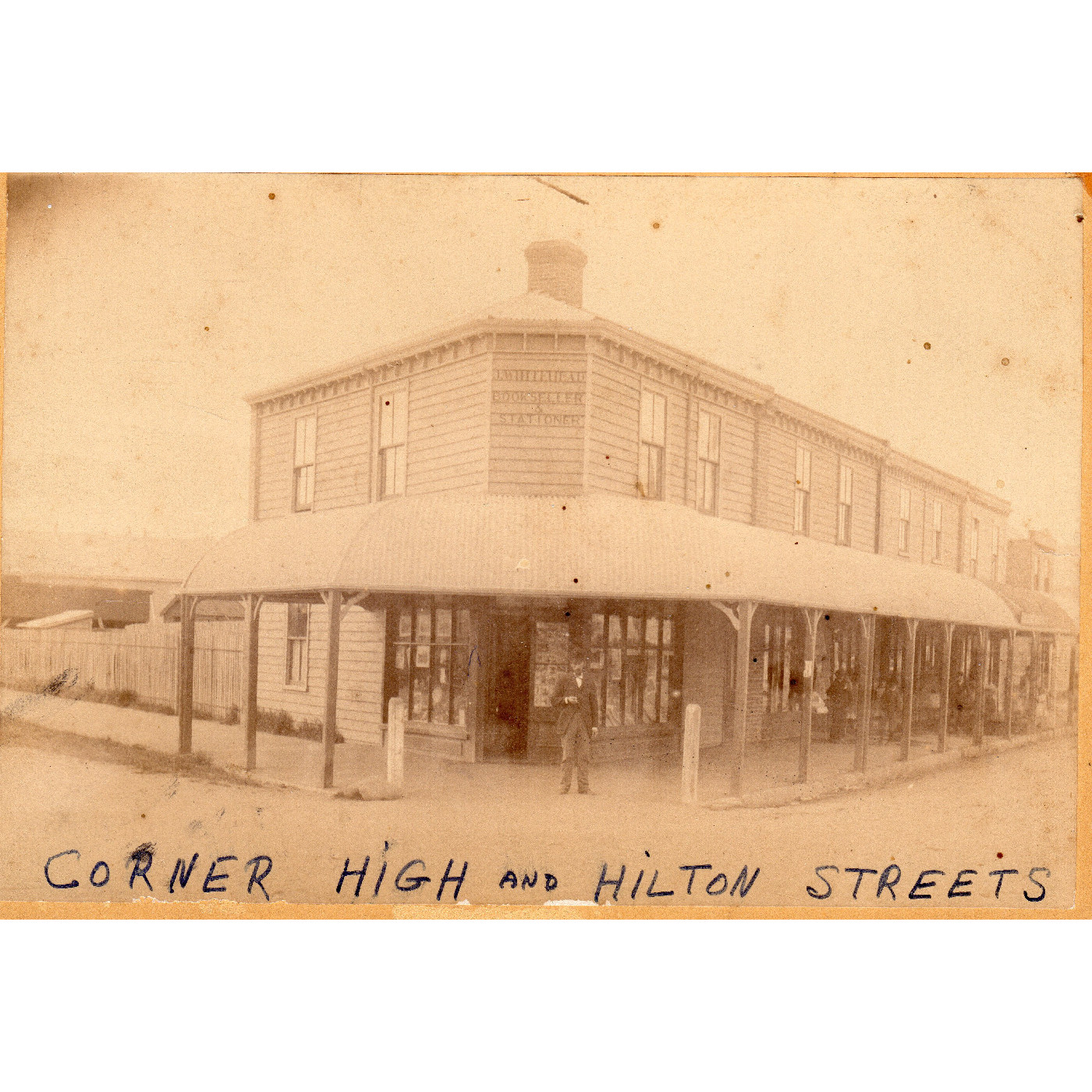 J. Whitehead Booksellers, corner of High and Hilton Street, Kaiapoi